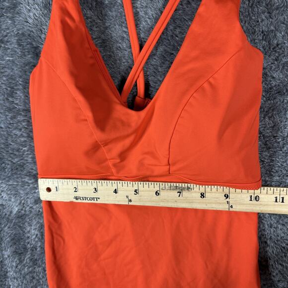 Athleta Tankini Swimsuit Womens Small Orange D-DD Crock Back Triangle H2Eco New - Picture 6 of 8